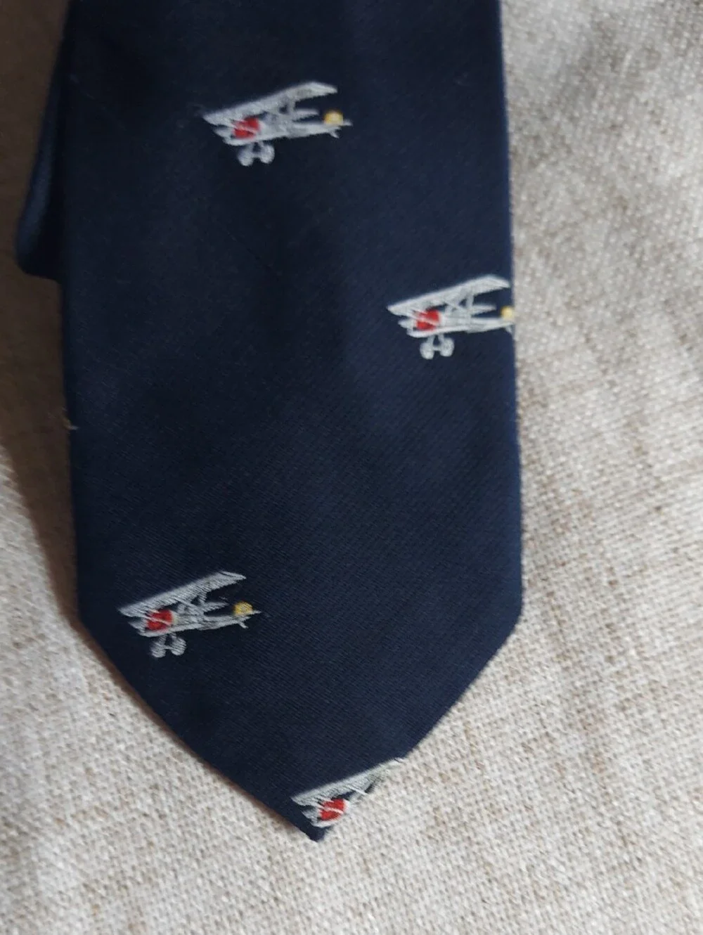 Classic Navy Men's Tie with Airplane Motif